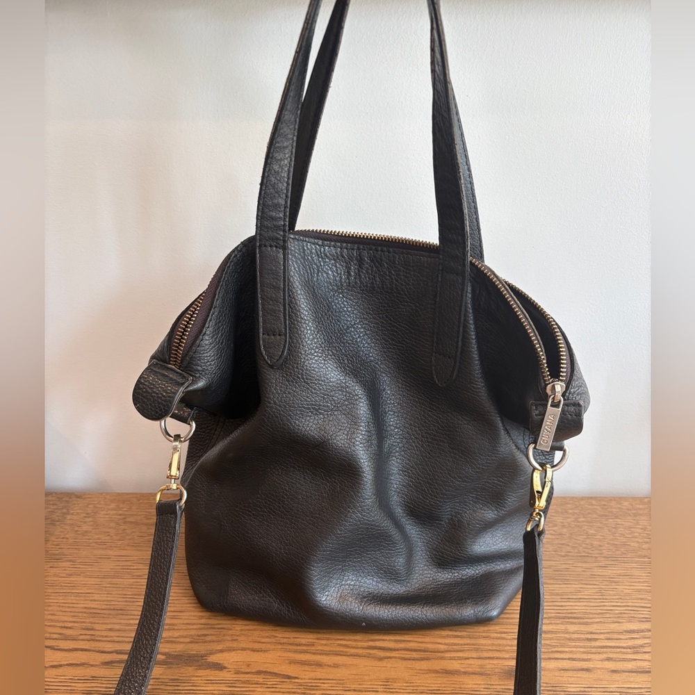 Cuyana Black Leather Tote Bag